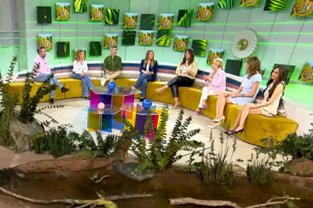 Un grup de persones format per Kike Calleja, Sandra Aladro, Pepe del Real, Giovanna González, Adriana Dorronsoro, Carmen Borrego, Alejandra Prat i Alexia Rivas està assegut a Vamos a ver amb una decoració acolorida i plantes al voltant. Un grup de persones format per Kike Calleja, Sandra Aladro, Pepe del Real, Giovanna González, Adriana Dorronsoro, Carmen Borrego, Alejandra Prat i Alexia Rivas està assegut a Vamos a ver amb una decoració acolorida i plantes al voltant.