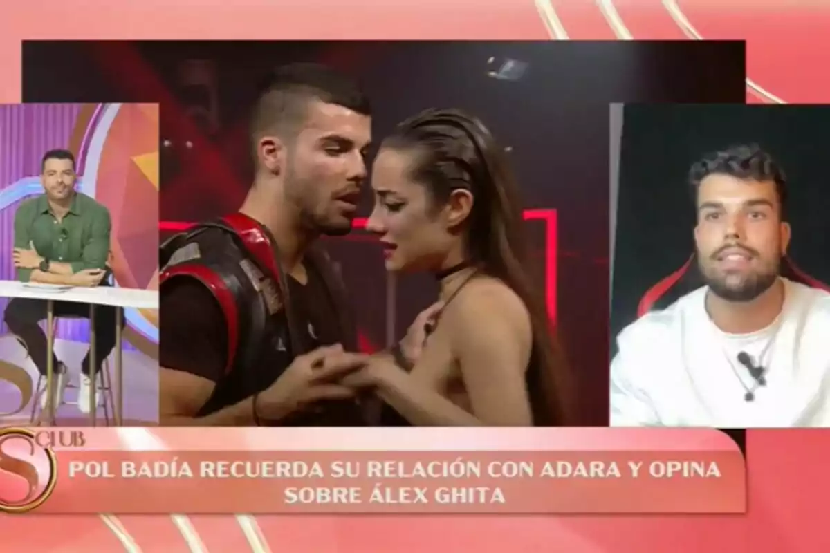 En la imagen se muestra el plató de Socialité Club con Pol Badía y Antonio Santana, una de ellas está recordando su relación con Adara Molinero y opinando sobre Álex Ghita. En la imagen se muestra el plató de Socialité Club con Pol Badía y Antonio Santana, una de ellas está recordando su relación con Adara Molinero y opinando sobre Álex Ghita.