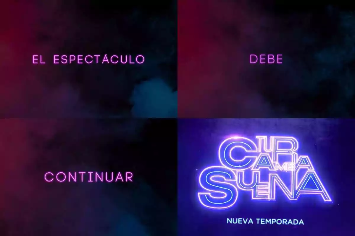 Montaje con la promo de Tu Cara Me Suena que dice: el espectáculo debe continuar Montaje con la promo de Tu Cara Me Suena que dice: el espectáculo debe continuar