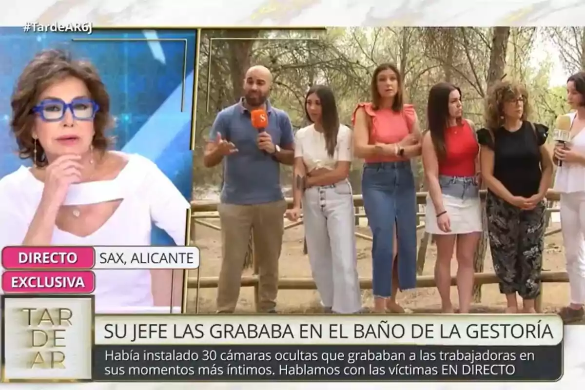 Captura de Ana Rosa en el plató con una reportera de TardeAR entrevistando a unas chicas junto a un reportero de Y ahora Sonsoles Captura de Ana Rosa en el plató con una reportera de TardeAR entrevistando a unas chicas junto a un reportero de Y ahora Sonsoles