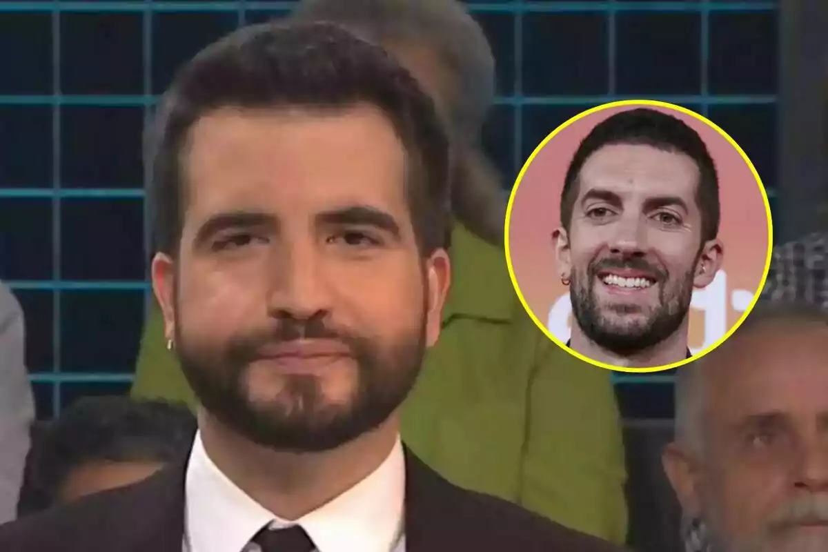 Ricard Ustrell con barba y traje aparece en Col·lapse, con un recuadro que muestra a David Broncano sonriendo.