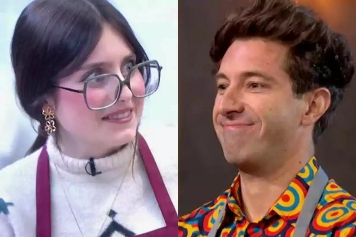 Roro Bueno y Chef Bosquet, una mujer con gafas grandes y suéter claro y un hombre con camisa colorida, en Next Level Chef. Roro Bueno y Chef Bosquet, una mujer con gafas grandes y suéter claro y un hombre con camisa colorida, en Next Level Chef.