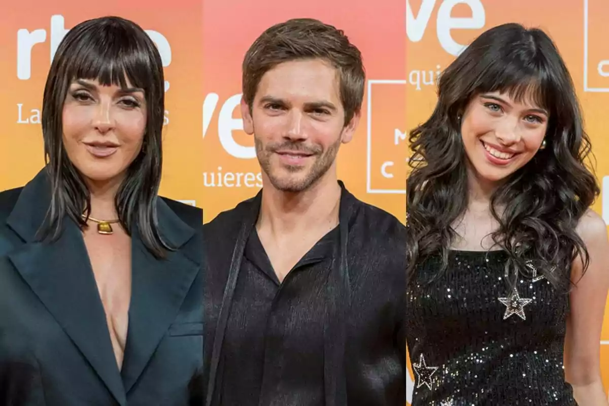 Montaje de Ruth Lorenzo, Marc Clotet y Melani posando en un evento con fondo naranja como presentadores de Eurovisión Junior. Montaje de Ruth Lorenzo, Marc Clotet y Melani posando en un evento con fondo naranja como presentadores de Eurovisión Junior.