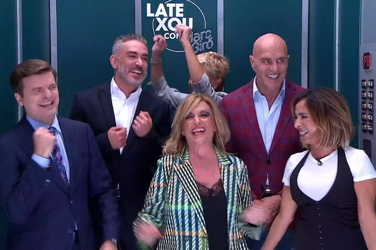 Kiko Hernández, Kiko Matamoros, Chelo García Cortés, Lydia Lozano y María Patiño con Marc Giró en Late Xou Kiko Hernández, Kiko Matamoros, Chelo García Cortés, Lydia Lozano y María Patiño con Marc Giró en Late Xou