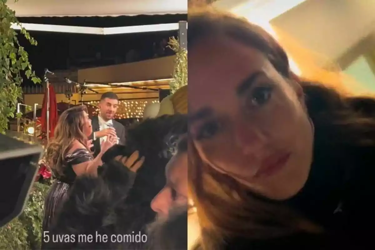 Lalachus y David Broncano conversan en un evento al aire libre con luces decorativas mientras Silvia Alonso se toma una selfie. Lalachus y David Broncano conversan en un evento al aire libre con luces decorativas mientras Silvia Alonso se toma una selfie.