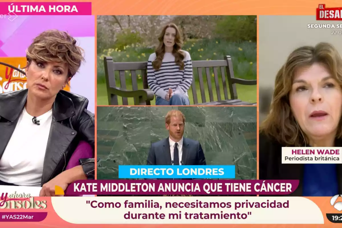 Sonsoles Ónega charlando con la periodista británica Helen Wade sobre el anuncio de Kate Middleton de que padece cáncer Sonsoles Ónega charlando con la periodista británica Helen Wade sobre el anuncio de Kate Middleton de que padece cáncer