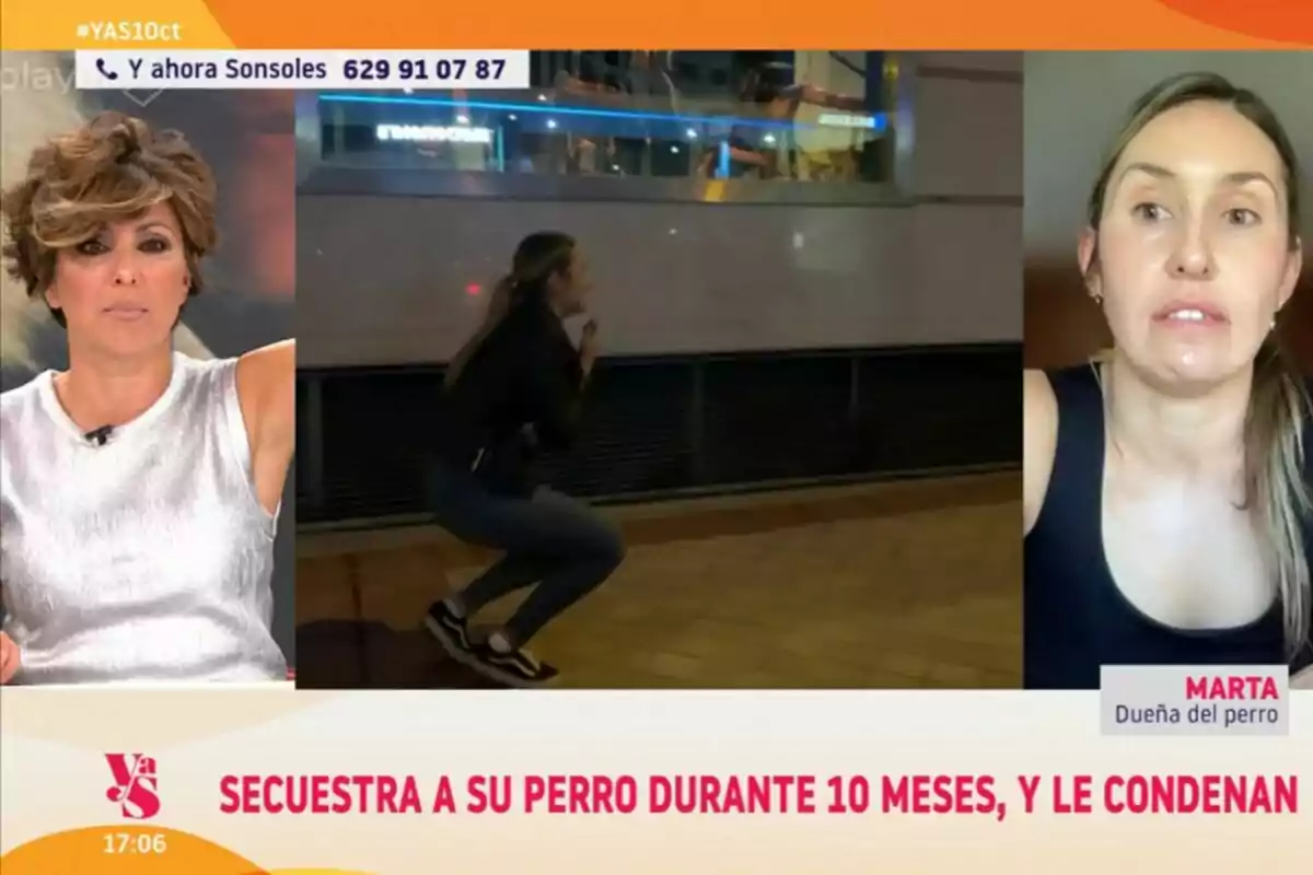 Y ahora Sonsoles con Ónega y dos mujeres, una en la calle y otra en videollamada, con el titular Y ahora Sonsoles con Ónega y dos mujeres, una en la calle y otra en videollamada, con el titular