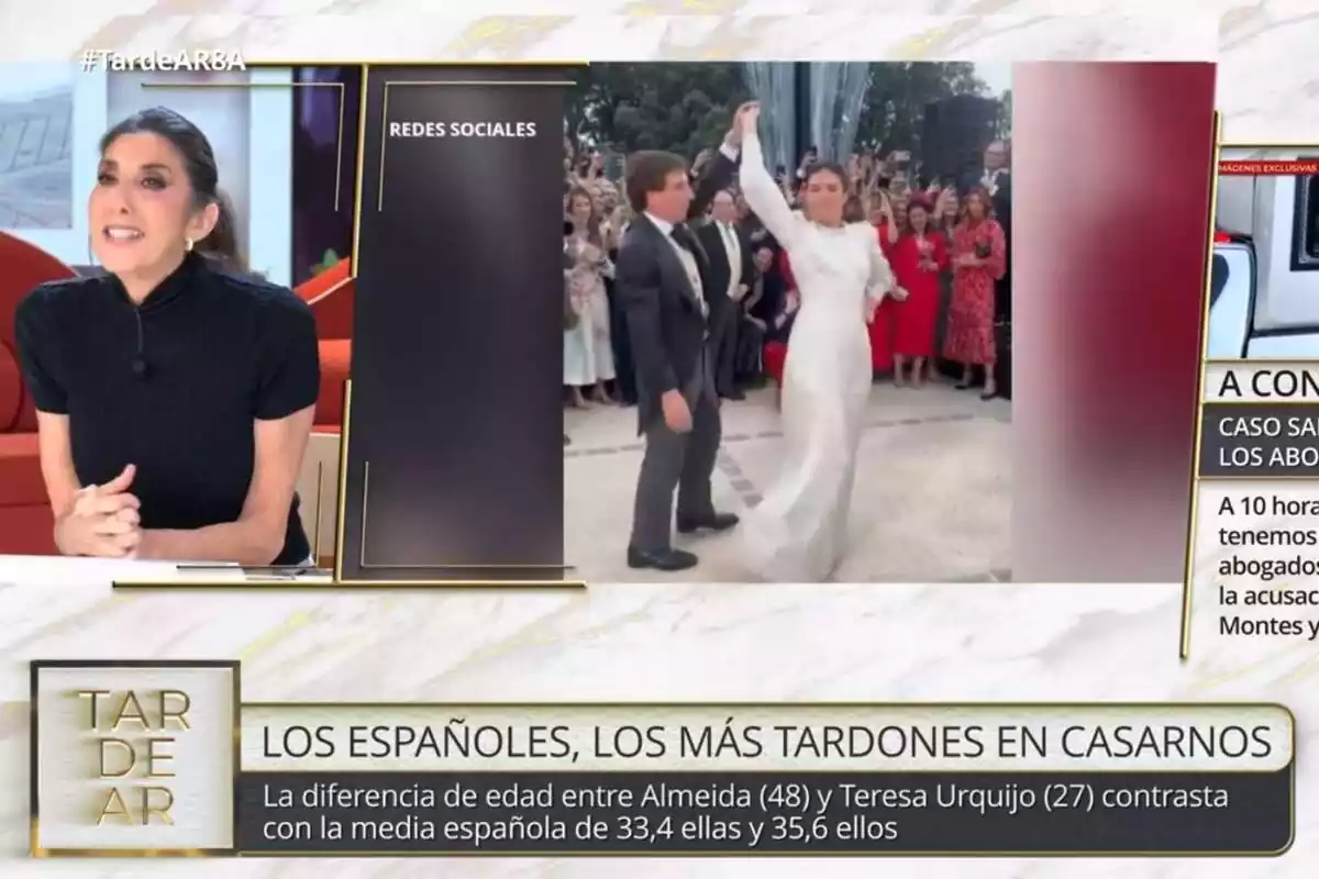 Captura de 'TardeAR' con Paz Padilla hablando y José Luis Martínez-Almeida junto a Teresa Urquijo bailando el 8 de abril de 2024 Captura de 'TardeAR' con Paz Padilla hablando y José Luis Martínez-Almeida junto a Teresa Urquijo bailando el 8 de abril de 2024