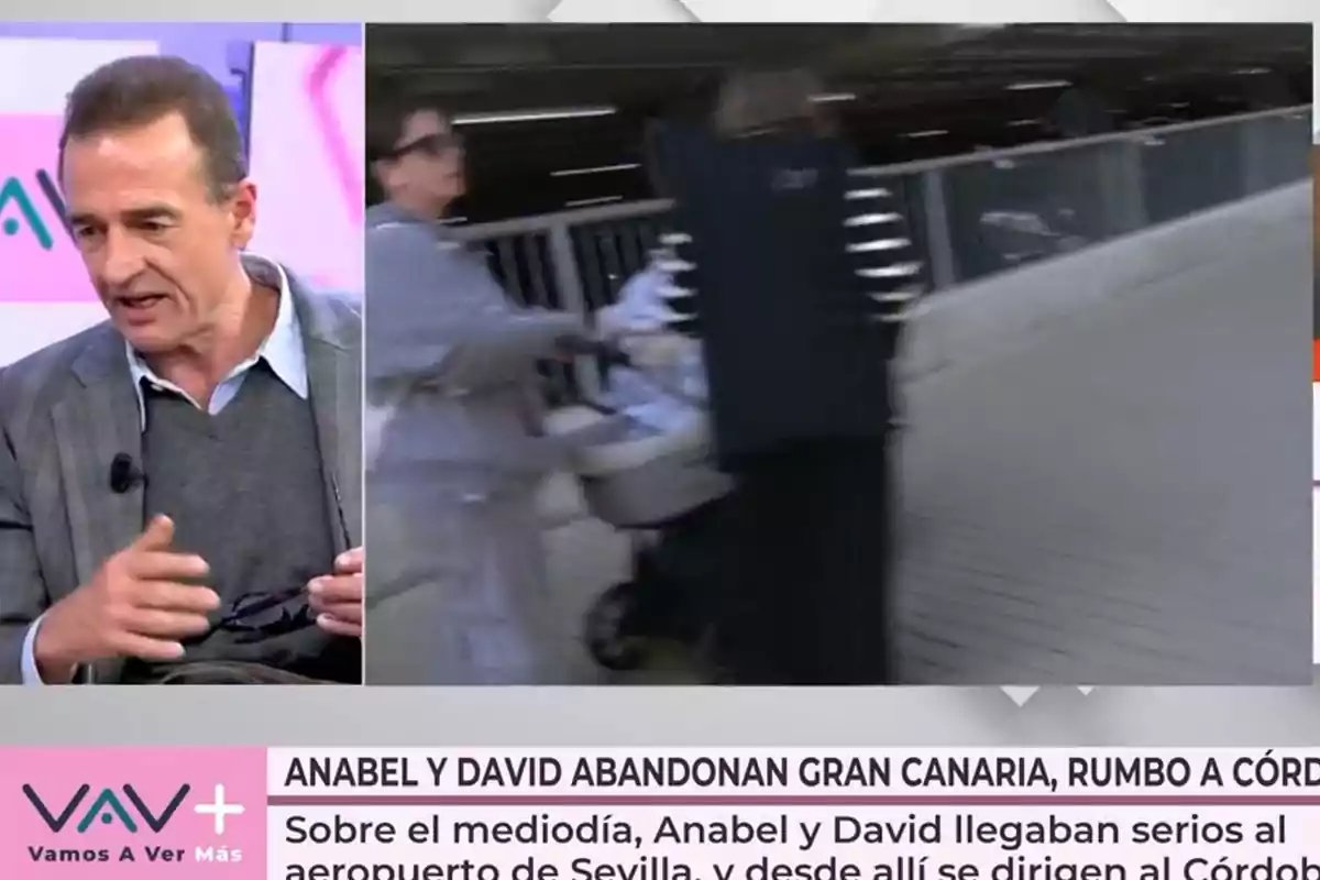 Un programa de televisión muestra a Alessandro Lequio hablando mientras en otra imagen se ve a Anabel Pantoja y Mercedes Bernal empujando un cochecito de bebé en un lugar público. Captura de 'Vamos a ver' Un programa de televisión muestra a Alessandro Lequio hablando mientras en otra imagen se ve a Anabel Pantoja y Mercedes Bernal empujando un cochecito de bebé en un lugar público. Captura de 'Vamos a ver'