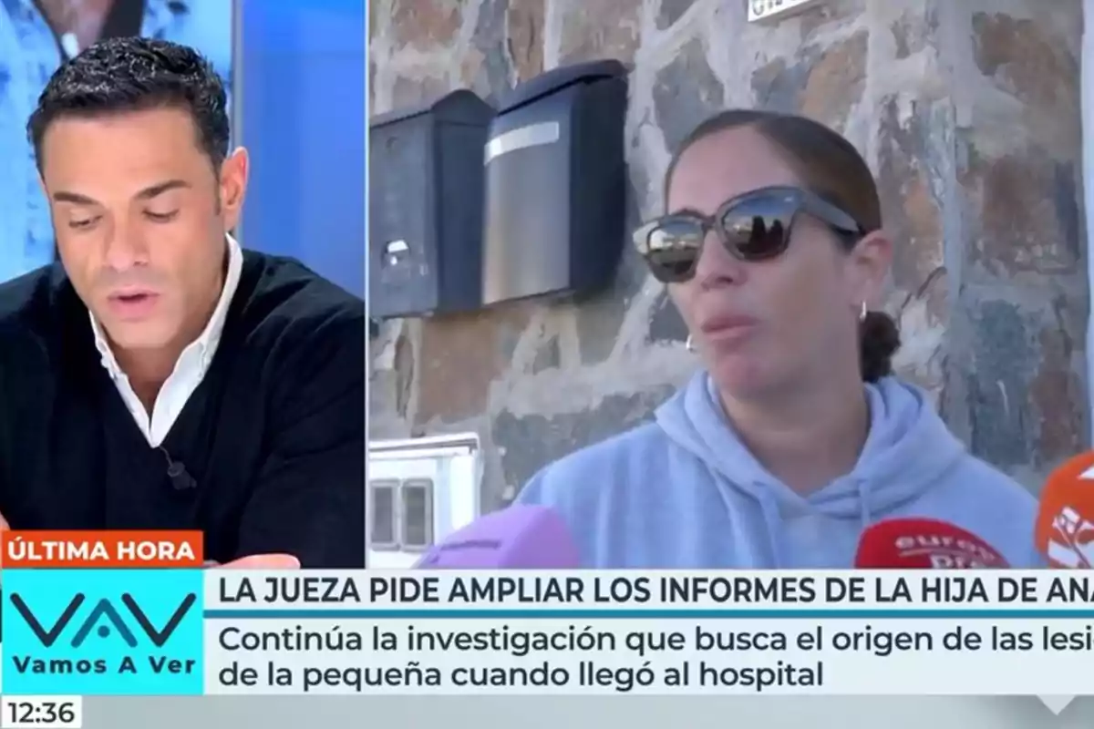 Antonio Rossi está en un estudio mientras Anabel Pantoja con gafas de sol es entrevistada en el exterior; en la pantalla se muestra un titular sobre una investigación judicial. Captura de 'Vamos a ver' Antonio Rossi está en un estudio mientras Anabel Pantoja con gafas de sol es entrevistada en el exterior; en la pantalla se muestra un titular sobre una investigación judicial. Captura de 'Vamos a ver'