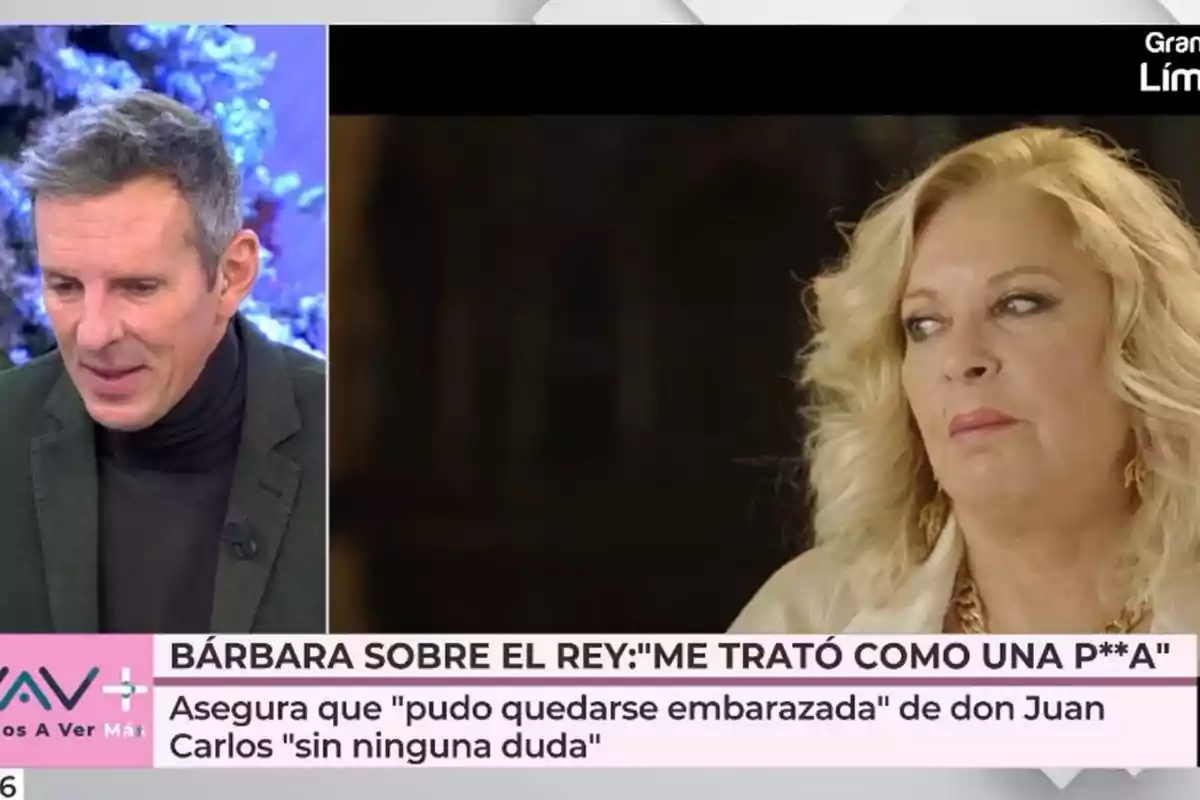 En la imagen se observa a Joaquín Prat y Bárbara Rey en 'Vamos a Ver', con un texto en la parte inferior que menciona una declaración controvertida sobre un rey. En la imagen se observa a Joaquín Prat y Bárbara Rey en 'Vamos a Ver', con un texto en la parte inferior que menciona una declaración controvertida sobre un rey.