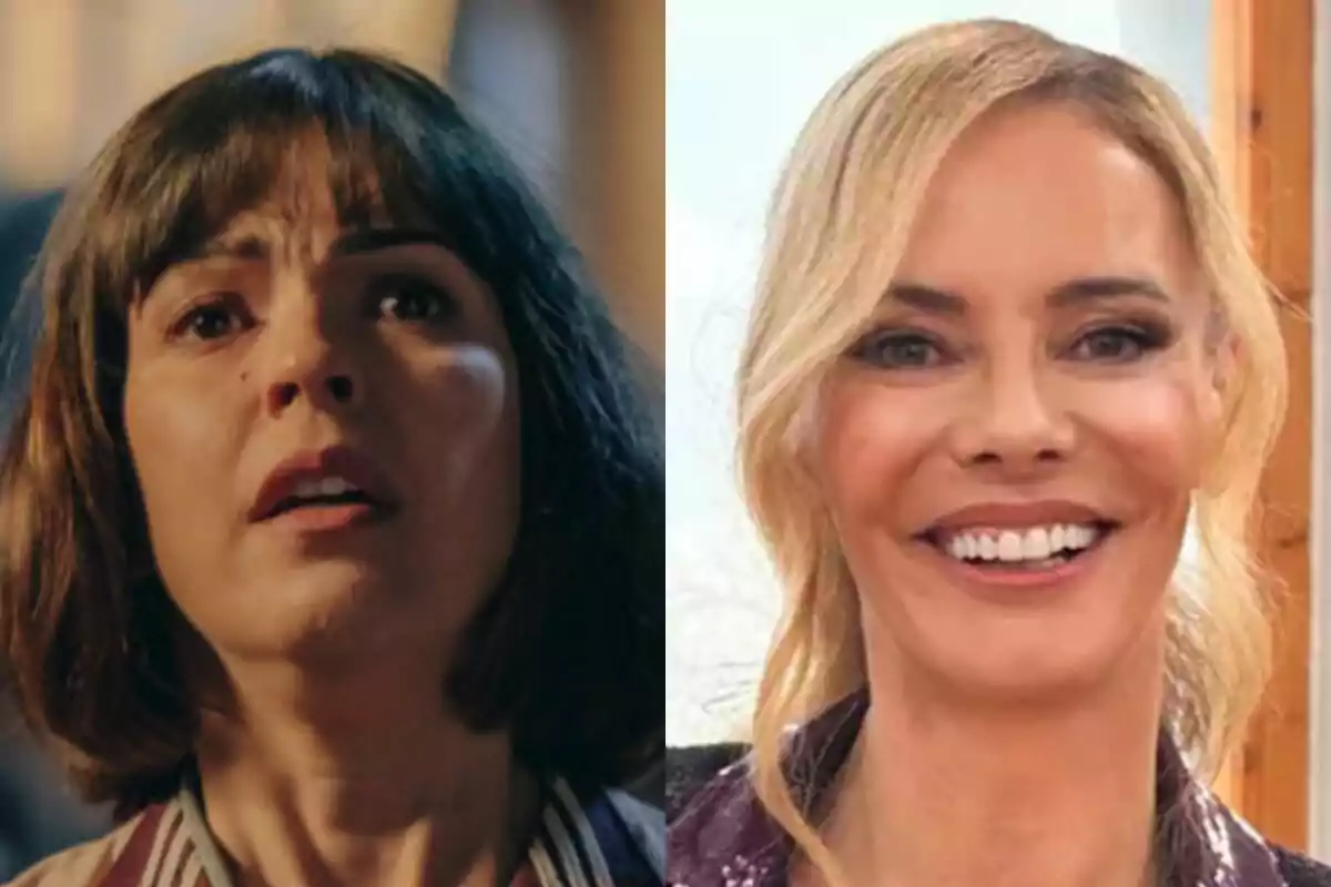 Dues dones apareixen en un muntatge de fotos costat a costat, Verónica Sánchez a La Favorita 1922 amb expressió seriosa i cabell fosc, Paula Vázquez a Bake Off Famosos al Forn somrient amb cabell ros.